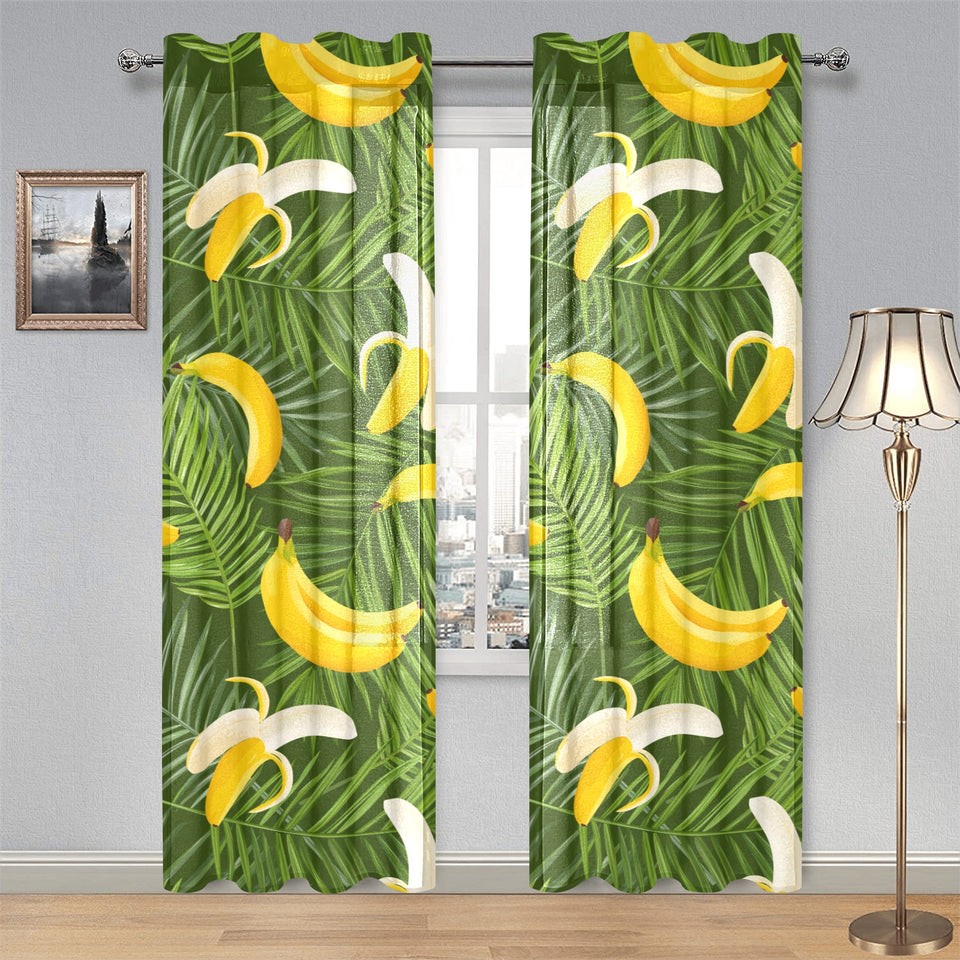 Banana Palm Leaves pattern Gauze Curtain