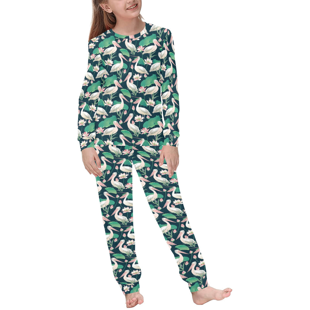 Pelican Pattern Print Design 03 Kids' Boys' Girls' All Over Print Pajama Set