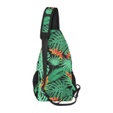 heliconia flower palm monstera leaves black backgr All Over Print Chest Bag
