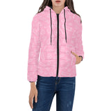 Sweet candy pink background Women's Padded Hooded Jacket