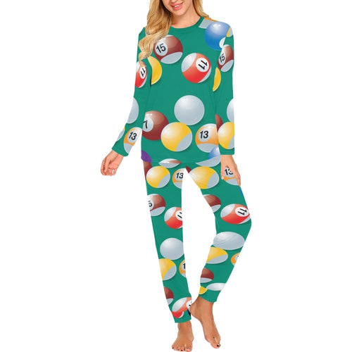 Billiard Ball Pattern Print Design 01 Women's All Over Print Pajama Set