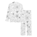 Spider web cobweb pattern white background Women's Long Pajama Set