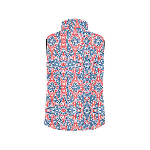 Blue Red Eiffel Tower Pattern Print Design 02 Men's Padded Vest