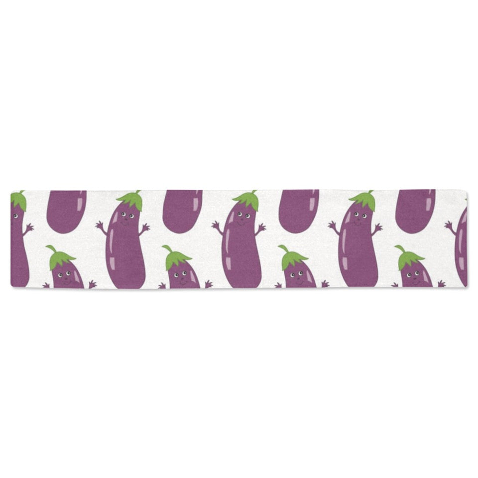 Eggplant Pattern Print Design 01 Table Runner