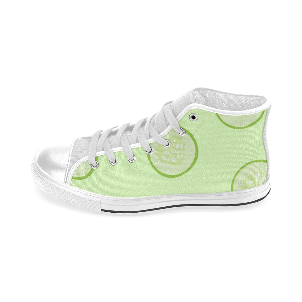 Cucumber pattern Men's High Top Canvas Shoes White