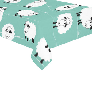 Cute sheep green background Tablecloth