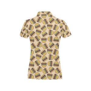 Hamburger Pattern Print Design 01 Women's All Over Print Polo Shirt