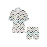zigzag chevron paint pattern Women's V-Neck Short Pajama Set