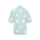White cute hamsters heart pattern Women's All Over Print Hawaiian Shirt
