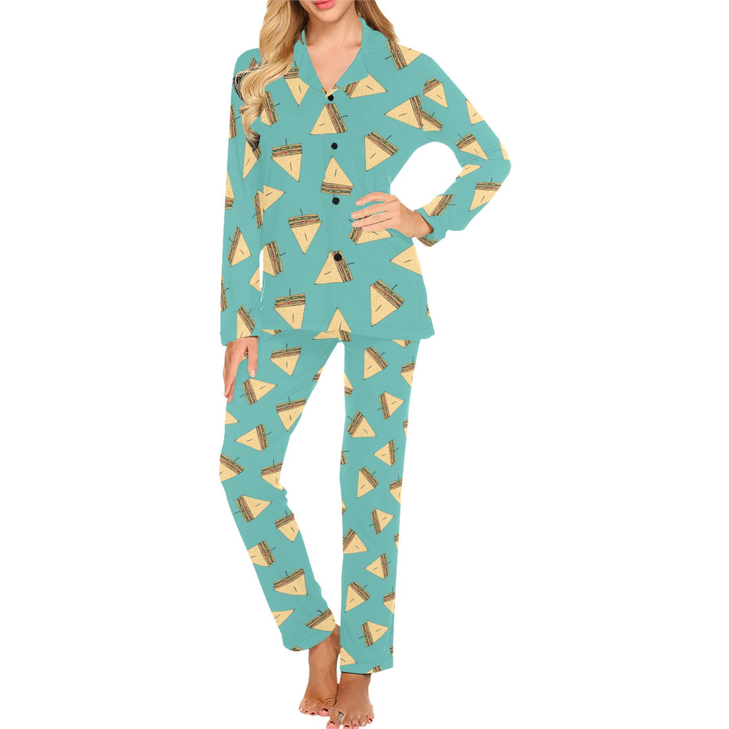 Sandwich Pattern Print Design 03 Women's Long Pajama Set