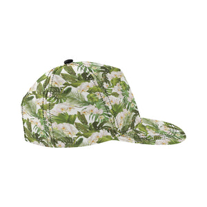 White orchid flower tropical leaves pattern All Over Print Snapback Cap