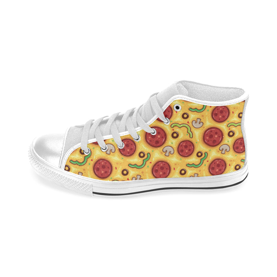 Pizza texture pattern Men's High Top Canvas Shoes White