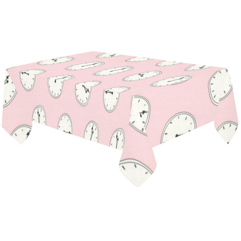 Clock pattern pink blackground Tablecloth