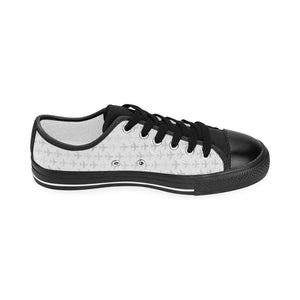 Airplane print pattern Kids' Boys' Girls' Low Top Canvas Shoes Black