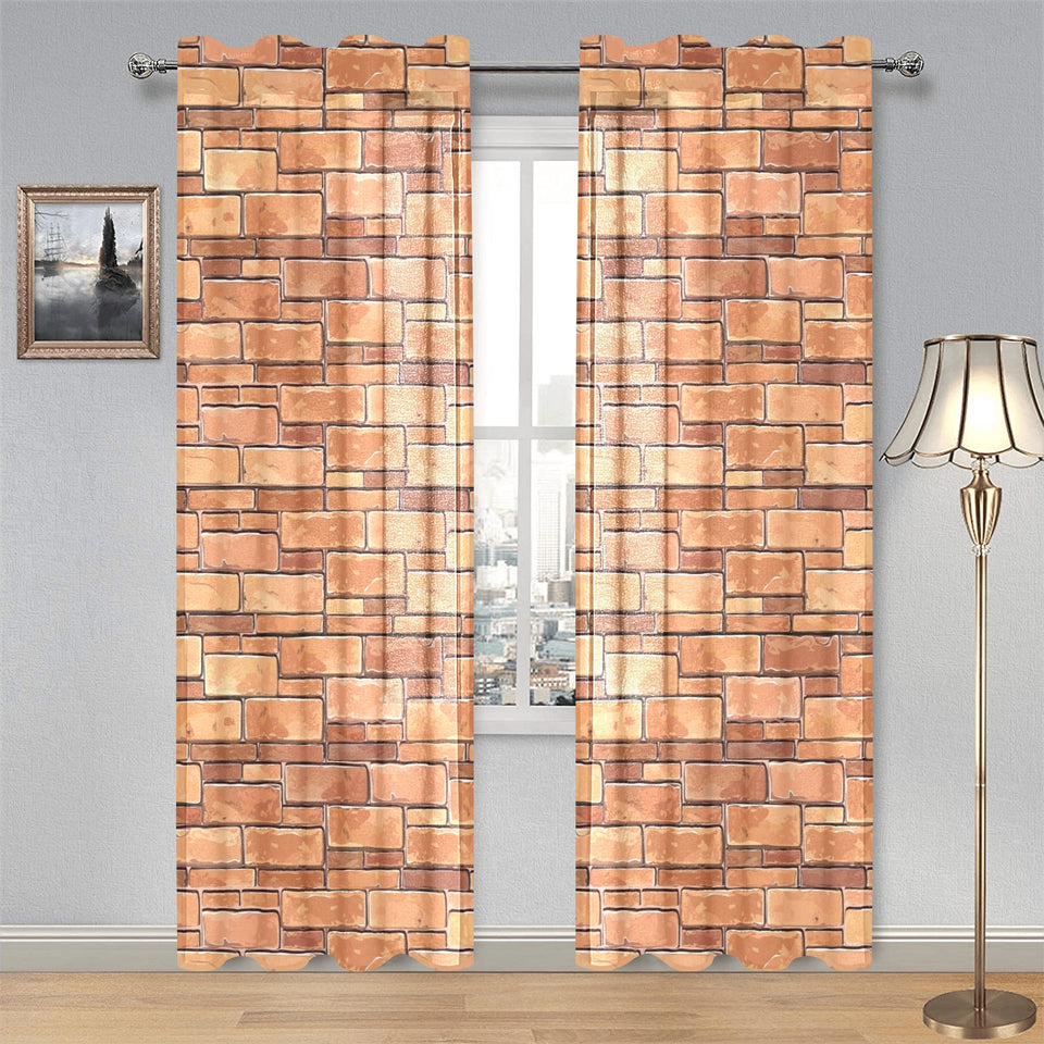 Brick Printed Pattern Print Design 04 Gauze Curtain