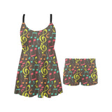 Music Notes Pattern Print Design 05 Chest Sexy Pleated Two Piece Swim Dress