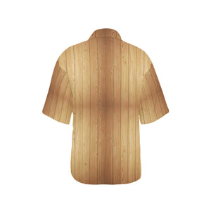 Wood Printed Pattern Print Design 05 Women's All Over Print Hawaiian Shirt