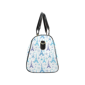 Blue Eiffel Tower Theme Pattern Print Design 01 Travel Bag