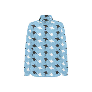 Stingray Pattern Print Design 03 Women's Long Sleeve Polo Shirt