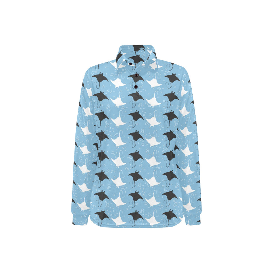 Stingray Pattern Print Design 03 Women's Long Sleeve Polo Shirt