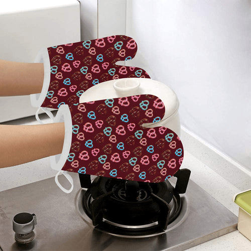 Pretzels Pattern Print Design 05 Heat Resistant Oven Mitts