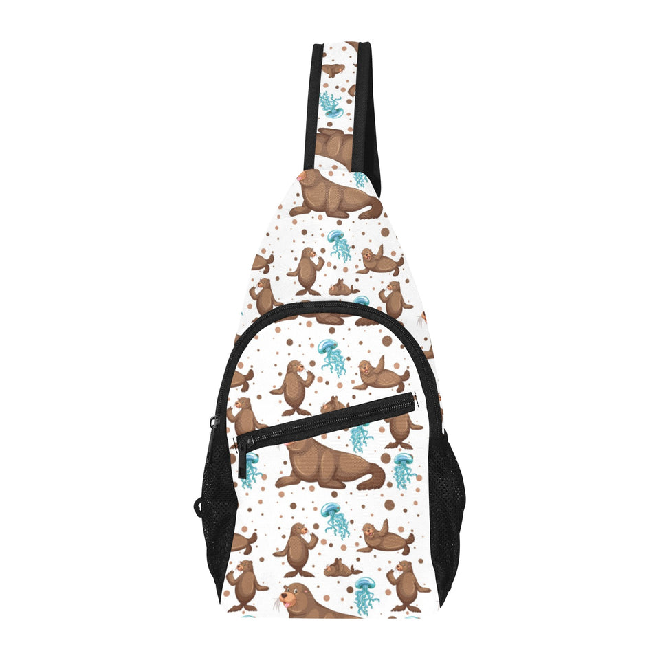 sea lion Seals jellyfish pattern All Over Print Chest Bag