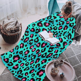 Green leopard skin print pattern Blanket Robe with Sleeves