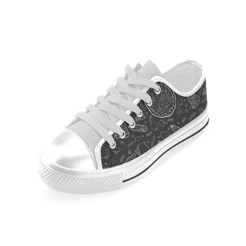 Pizza pattern Men's Low Top Shoes White