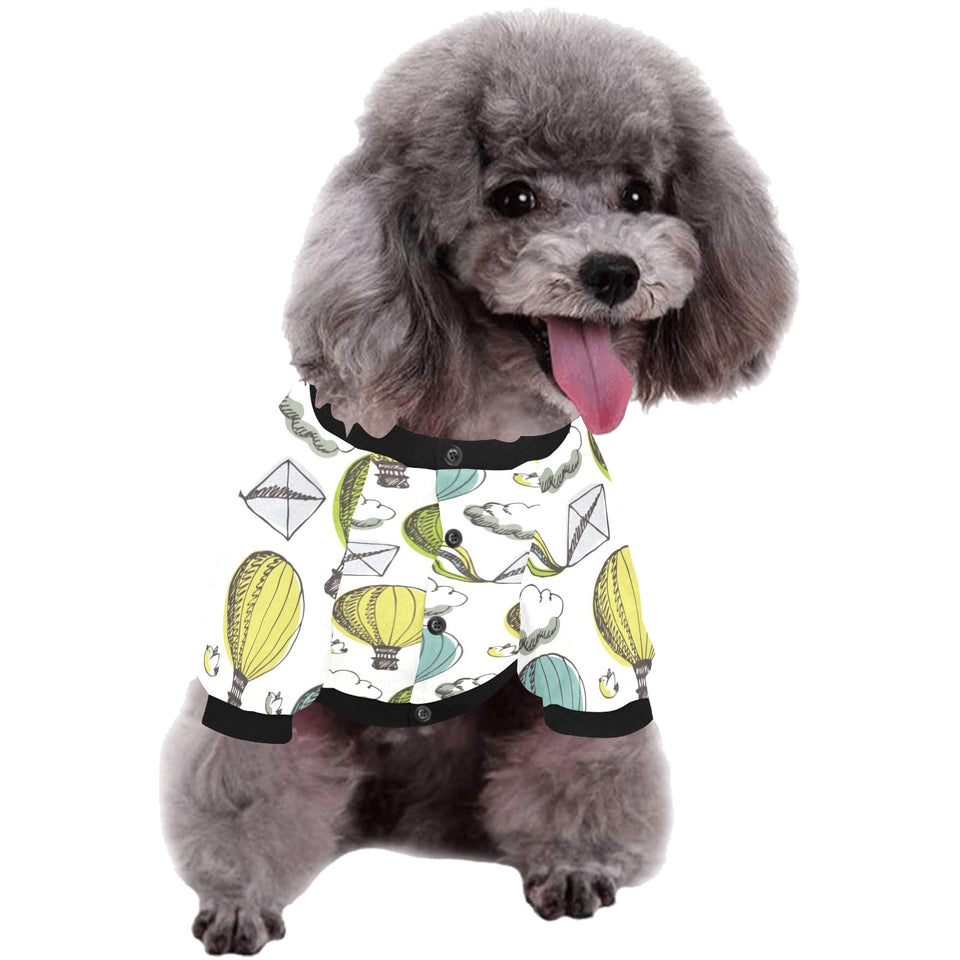 Hot Air Balloon Bird Cloud Pattern All Over Print Pet Dog Round Neck Fuzzy Shirt