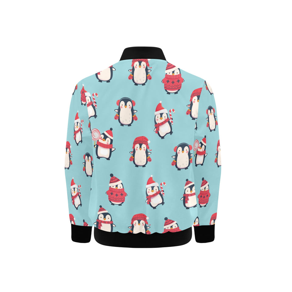 Cute penguin christmas design pattern Kids' Boys' Girls' Bomber Jacket