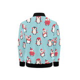 Cute penguin christmas design pattern Kids' Boys' Girls' Bomber Jacket