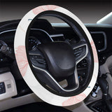 Black Gray Cream coral ginkgo leaves pattern Car Steering Wheel Cover