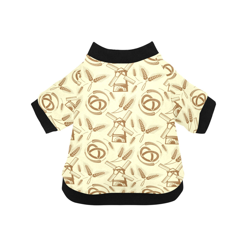 Windmill Wheat pattern All Over Print Pet Dog Round Neck Fuzzy Shirt