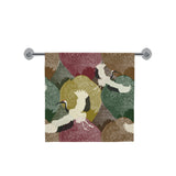 Japanese cranes flying forest dot pattern Bath Towel