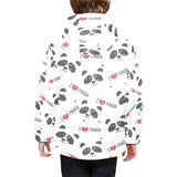 Hand Drawn faces of pandas pattern Kids' Boys' Girls' Padded Hooded Jacket