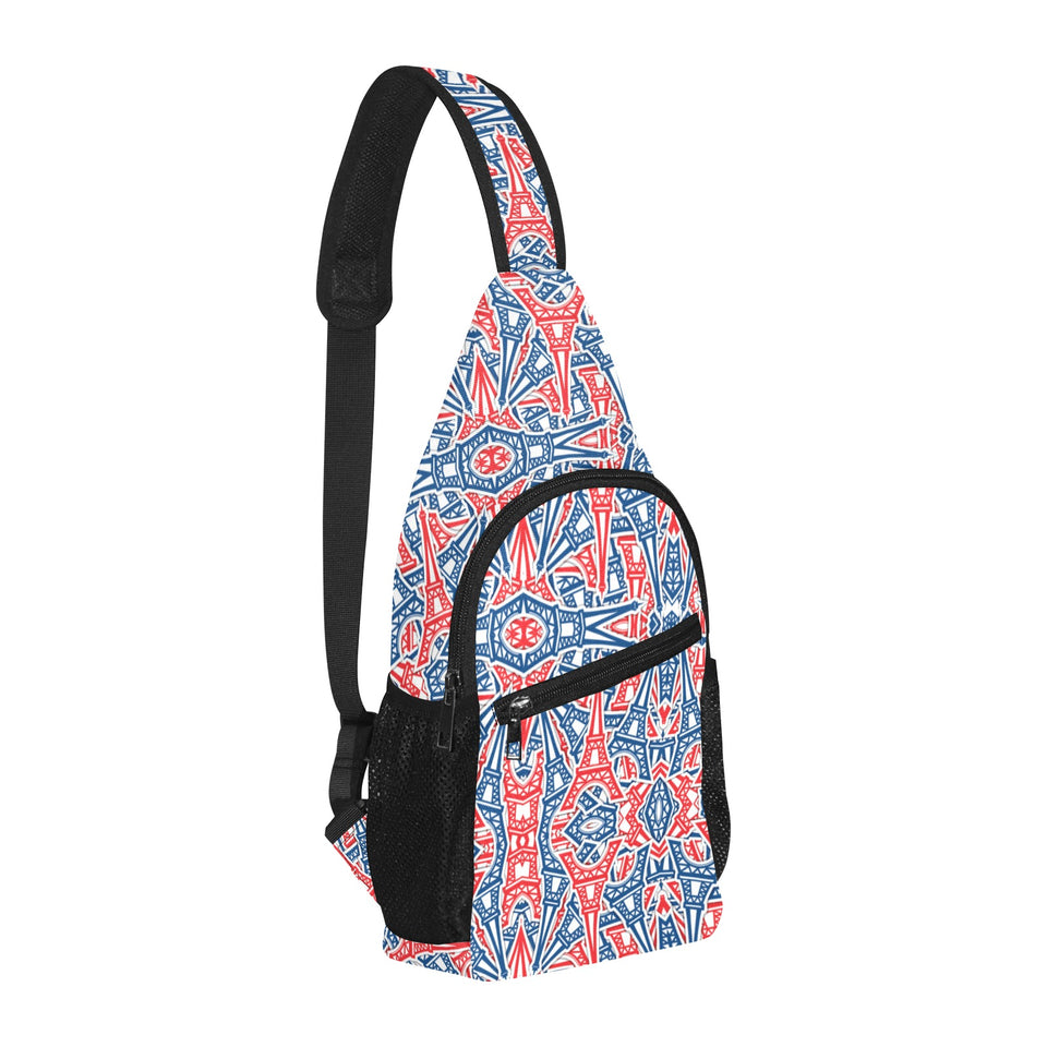 Blue Red Eiffel Tower Pattern Print Design 02 All Over Print Chest Bag