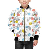 Siberian husky and colorful circle pattern Kids' Boys' Girls' Bomber Jacket