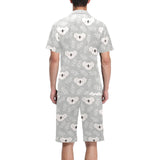Cute koala leaves pattern Men's V-Neck Short Pajama Set