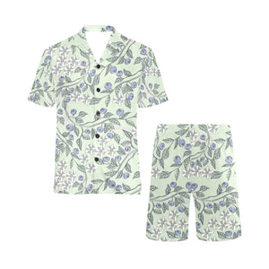 hand drawn blueberry pattern Men's V-Neck Short Pajama Set