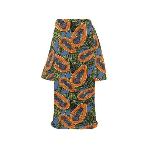 Colorful papaya tropical leaves Blanket Robe with Sleeves