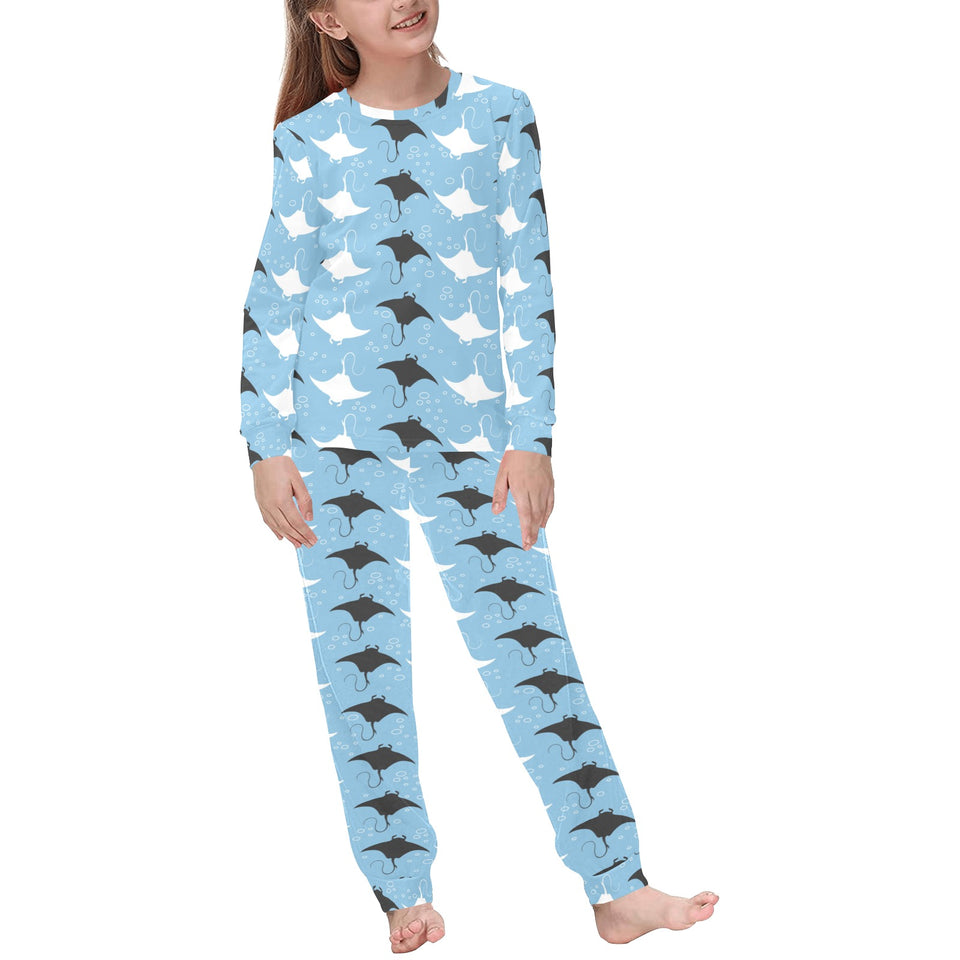 Stingray Pattern Print Design 03 Kids' Boys' Girls' All Over Print Pajama Set