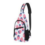 Strawberry pattern blue lines background All Over Print Chest Bag