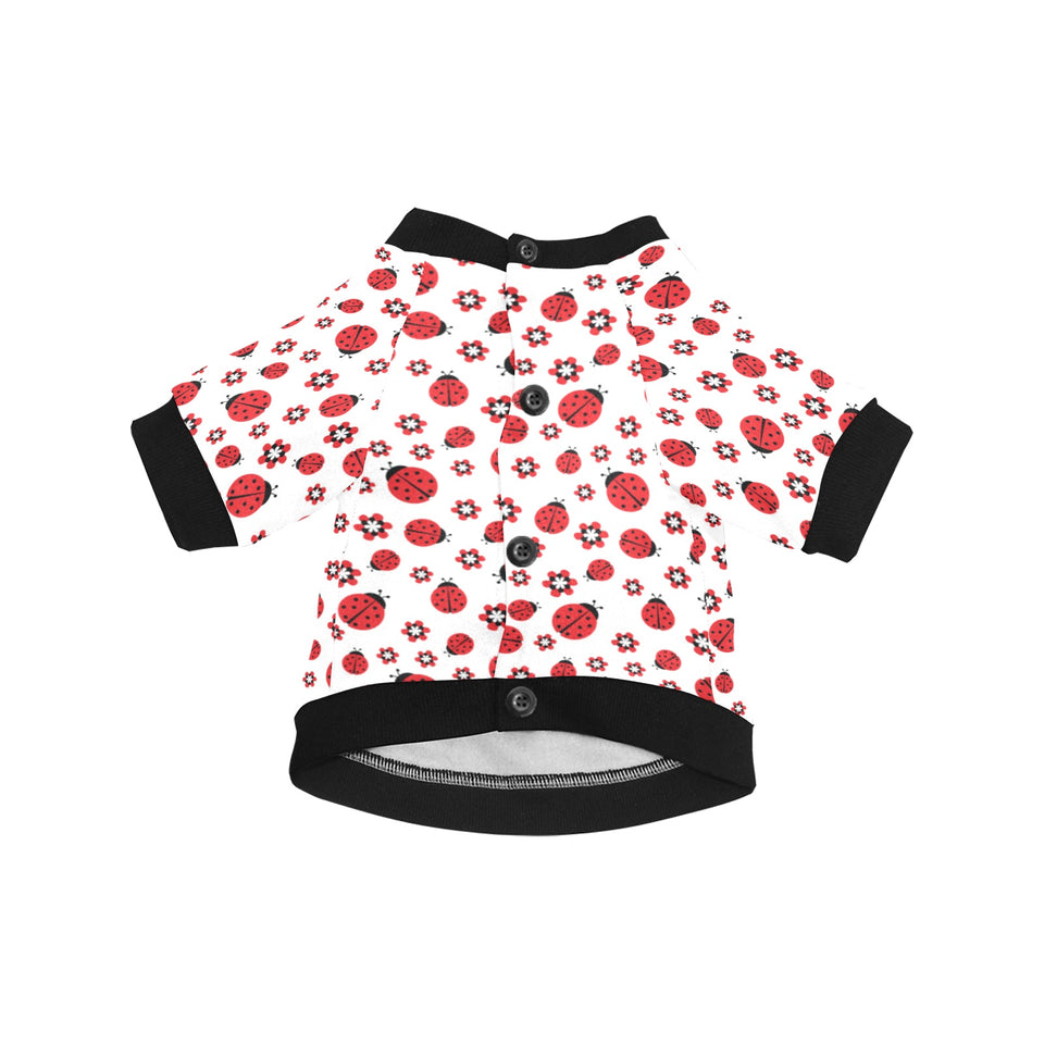 Ladybug Pattern Print Design 04 All Over Print Pet Dog Round Neck Fuzzy Shirt
