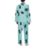 Sea turtle with blue ocean backgroud Men's Long Pajama Set