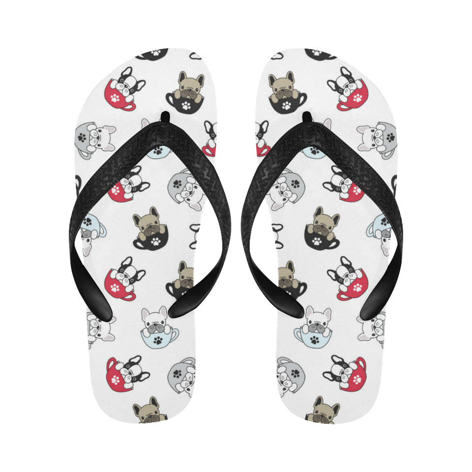 French bulldog cup paw pattern Unisex Flip Flops