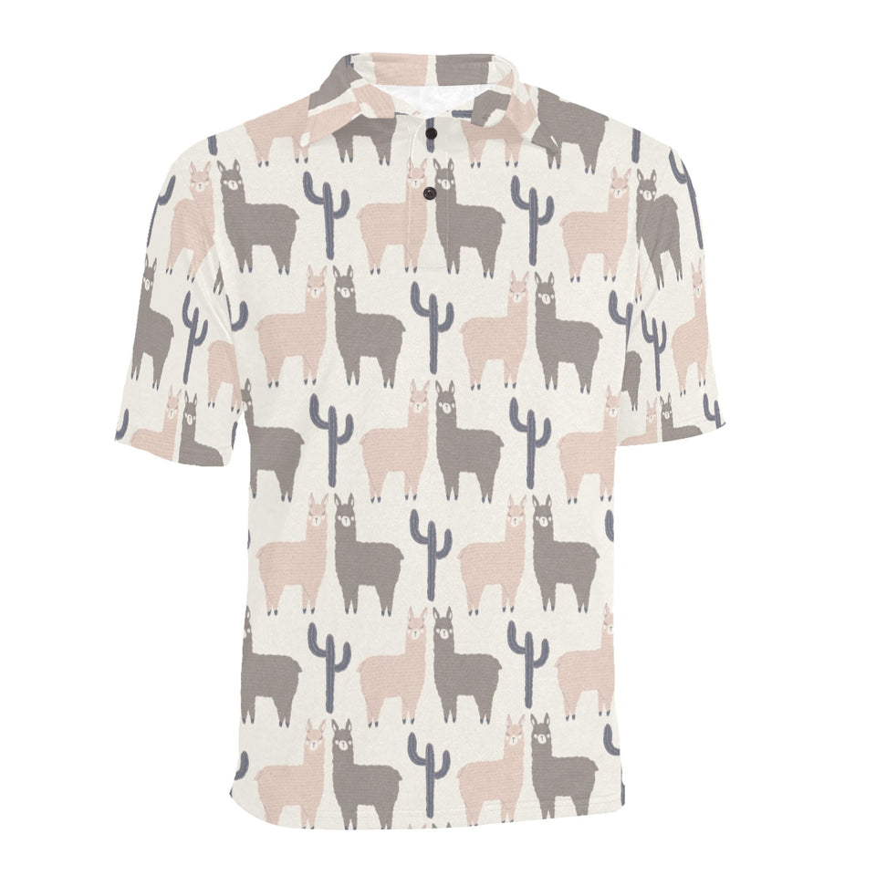 Llama Alpaca pattern Men's All Over Print Polo Shirt