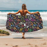 Music Notes Pattern Print Design 02 Beach Towel
