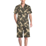 Horse Camouflage Pattern Men's V-Neck Short Pajama Set