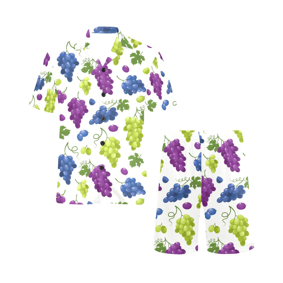 Grape pattern Men's V-Neck Short Pajama Set