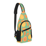 orange fruit pattern green background All Over Print Chest Bag